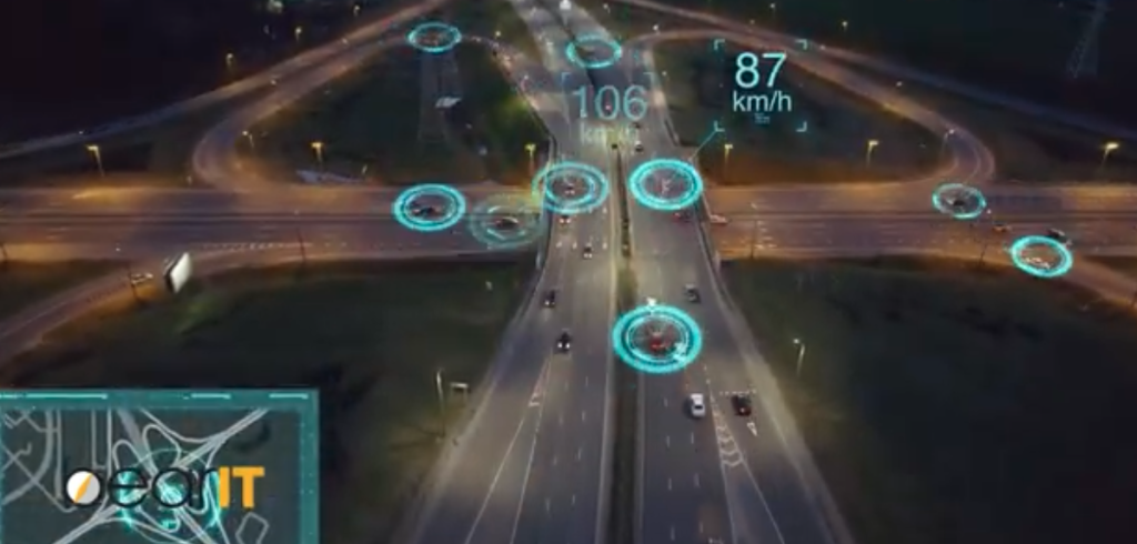 strade cittadine con auto geolocalizzate e relativi dati di crociera